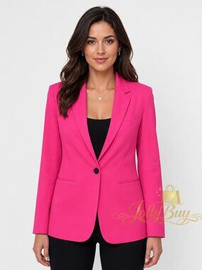 DKNY Women’s Blazer Neon Pink Lightweight Silky Suit Jacket Size XL NEW